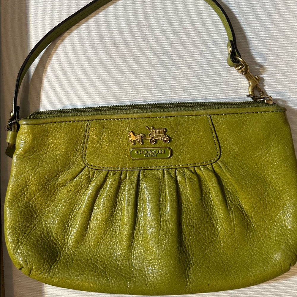 Coach Green Leather Wristlet